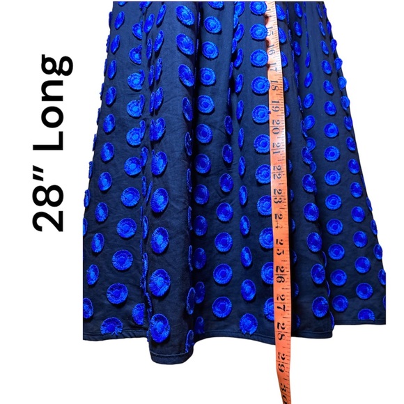 Blue Embroidery Circles on Black Cotton J. Crew w/Pockets Skirt Size 2 28” long - Picture 6 of 12